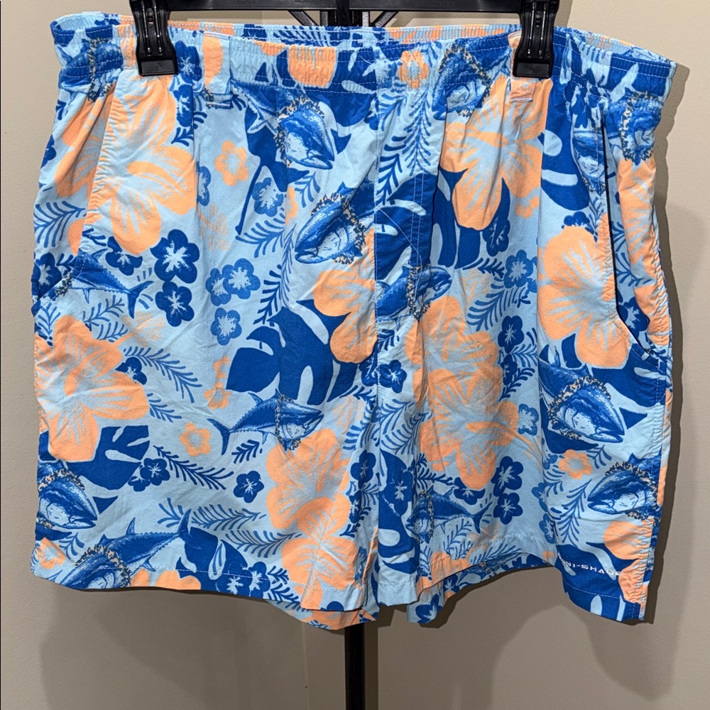 Columbia Light Blue Floral & Peach Beach Swim Shorts